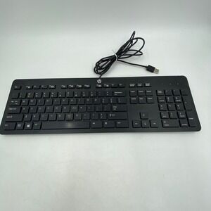 HP Wired USB Keyboard Black 803181-001 Full Size with Keypad Tested Missing Foot